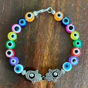 Evil Eye and Hamsa Hand Bracelet 7 Inches